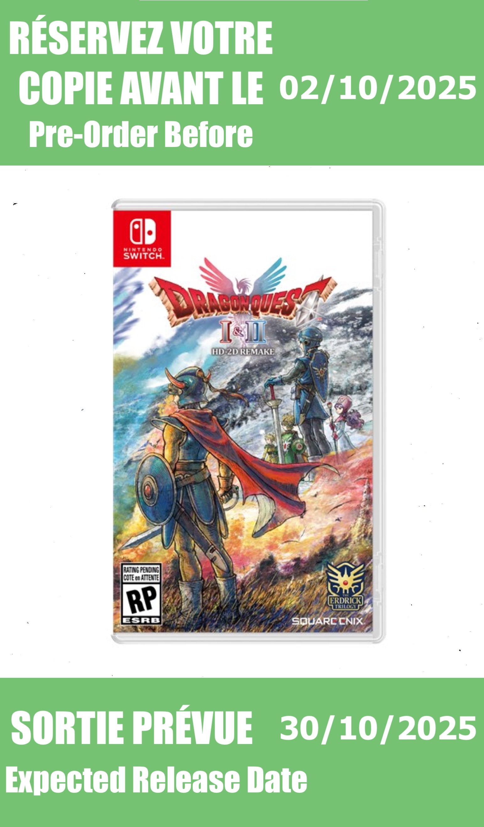 *Précommande* Dragon Quest I & II HD-2D Remake / Switch